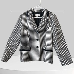 DANILLO Black and White Houndstooth Blazer with Notched Lapels